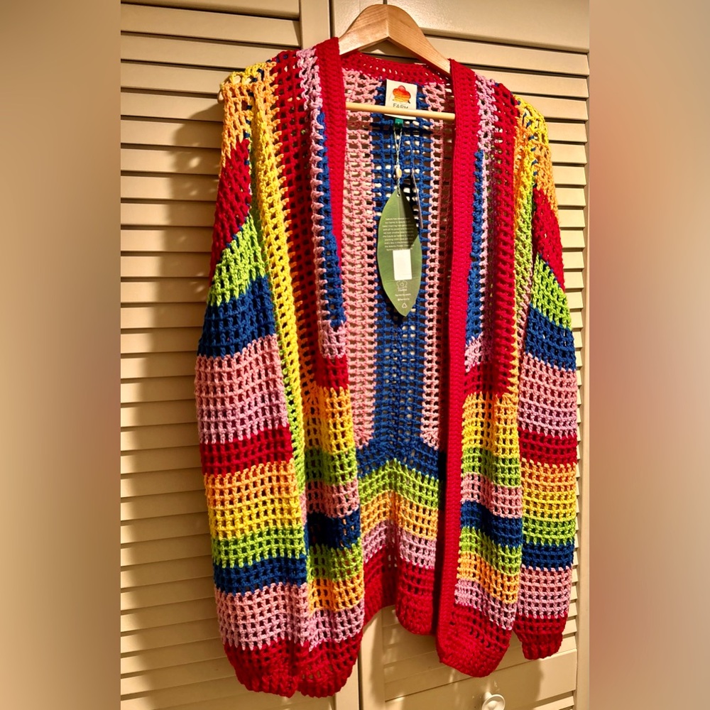 Anthropologie Farm Rio oversized rainbow sweater
